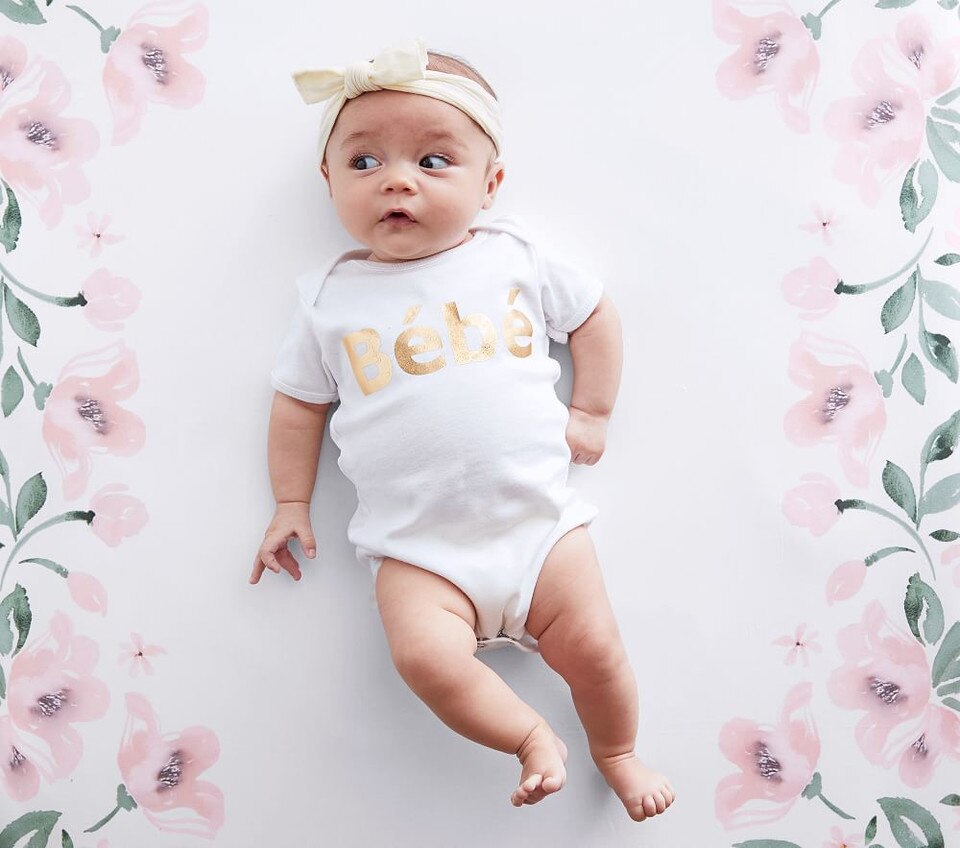 Meredith Floral Picture Perfect Organic Cot Fitted Sheet Pottery Barn